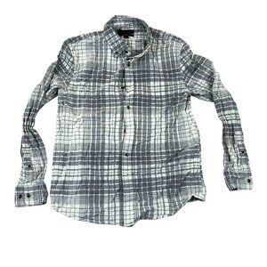Banana Republic Mens Shirt Medium Plaid Slim Fit Long Sleeve Button Down Gray